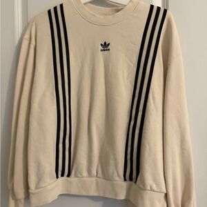 Adidas Cream Sweatshirt with Black Stripes